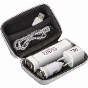 Zestaw podróżny power bank 2200 mAh i wtyczki z nadrukiem na zamówienie
