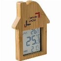 Bambusowa stacja pogodowa "domek" z nadrukiem logo