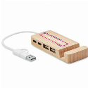 4-portowy bambusowy hub USB HUBSTAND do nałożenia logo