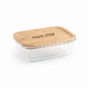 PORTOBELLO. Lunch Box. Hermetyczne pudełko ze szkła borokrzemowego z bambusową pokrywką 1000 ml z naniesieniem logo