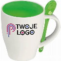 Kubek ceramiczny z łyżeczką 250 ml z nadrukiem logo