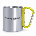 Metalowy kubek 210 ml z karabińczykiem z nadrukiem logo