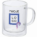Kubek szklany z podwójnymi ściankami CARACAS 350 ml z logo