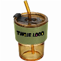 Kubek szklany ze słomką 320 ml z naniesieniem logo