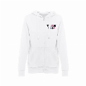 THC AMSTERDAM WOMEN WH. Bluza damska z kapturem i pełnym zamkiem z logo firmy