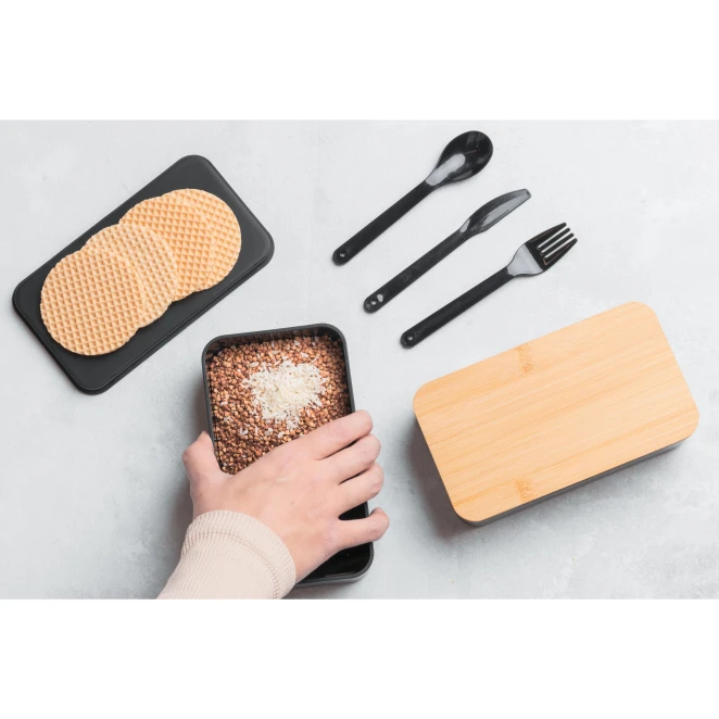 Lunch box 2x600 ml ze sztućcami PESCARA z nadrukiem logo Zdjęcie 6