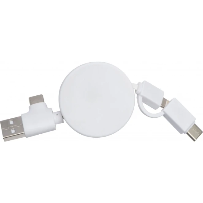 Kabel do ładowania bambusowy GRONINGEN z naniesieniem logo Zdjęcie 3