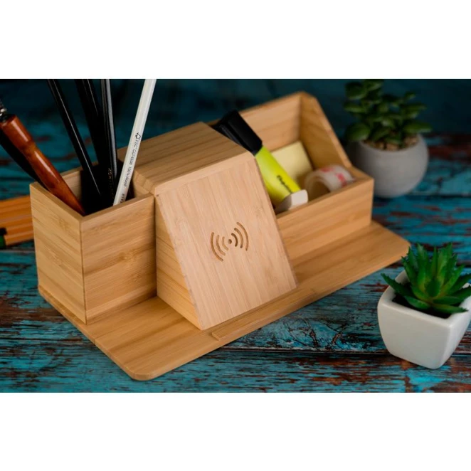 Organizer na biurko z ładowarką indukcyjną LUBLIN z nadrukiem na zamówienie Zdjęcie 10