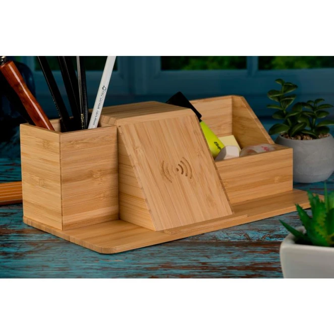 Organizer na biurko z ładowarką indukcyjną LUBLIN z nadrukiem na zamówienie Zdjęcie 9