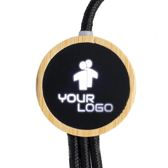 Długi kabel 3w1 z podświetlanym logo w drewnianej obudowie, LH-ZMU06 z naniesieniem logo Zdjęcie 2