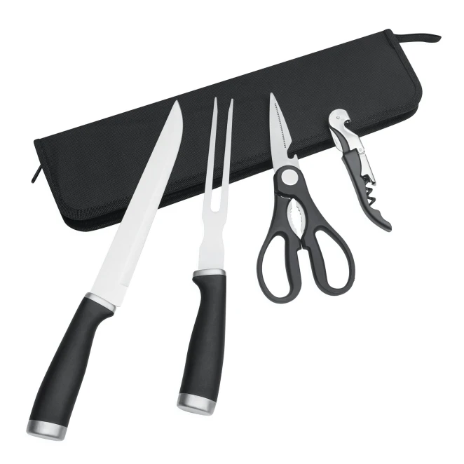 Zestaw do krojenia ze stali nierdzewnej ROASTY z logo firmy Zdjęcie