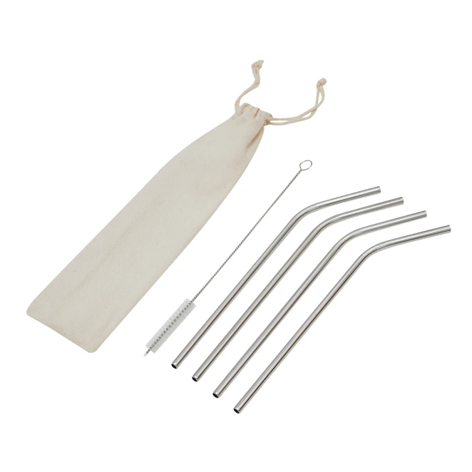 Zestaw słomek ze stali nierdzewnej DRINK HAPPY z nadrukiem na zamówienie Zdjęcie