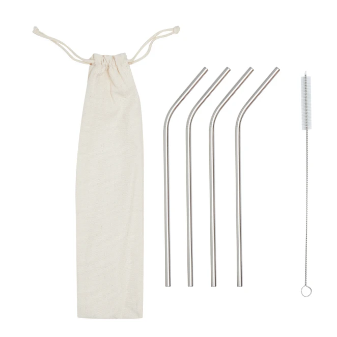 Zestaw słomek ze stali nierdzewnej DRINK HAPPY z nadrukiem na zamówienie Zdjęcie 2