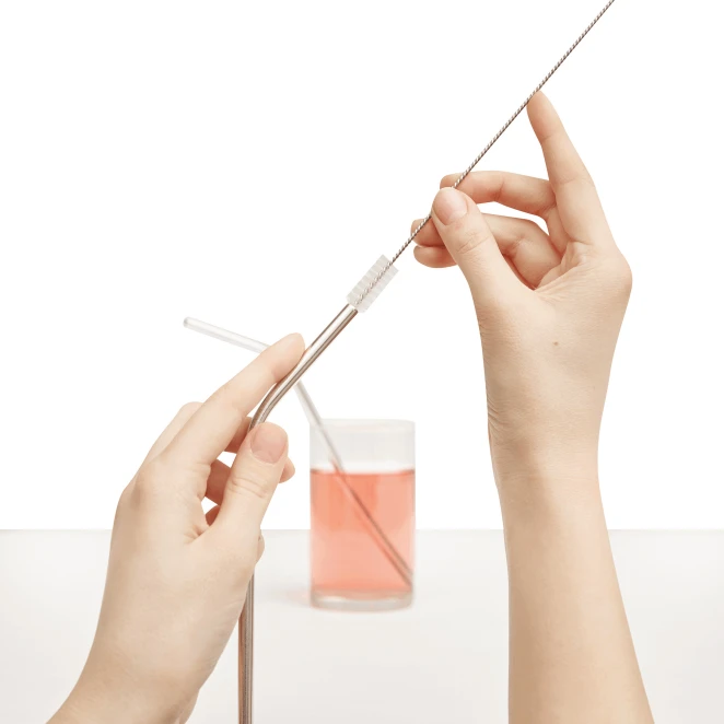 Zestaw słomek ze stali nierdzewnej DRINK HAPPY z nadrukiem na zamówienie Zdjęcie 3