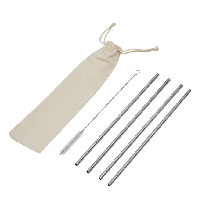 Zestaw słomek ze stali nierdzewnej DRINK FRIENDLY z logo firmy Zdjęcie