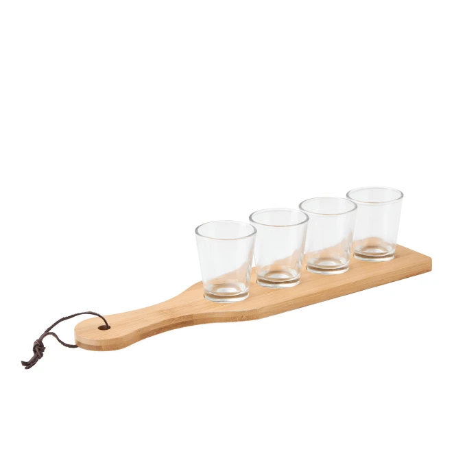 Taca z kieliszkami BAMBOO PARTY z nadrukiem logo Zdjęcie