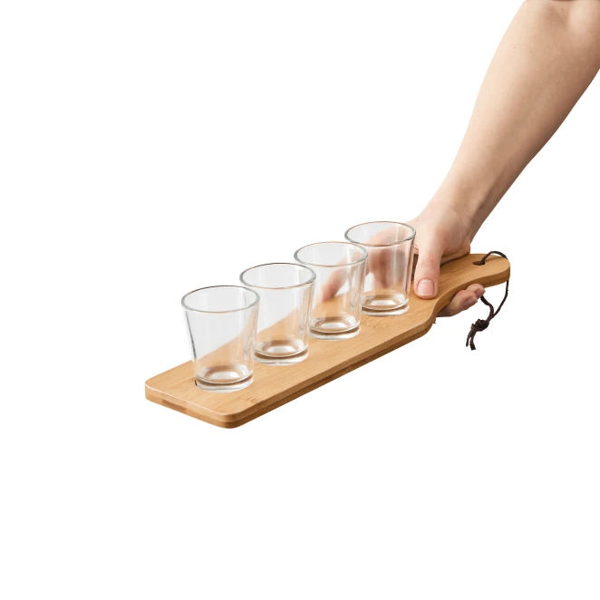 Taca z kieliszkami BAMBOO PARTY z nadrukiem logo Zdjęcie 4