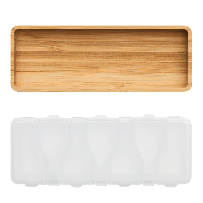 Bambusowe pudełko na tabletki SORTED. z logo firmy Zdjęcie 3