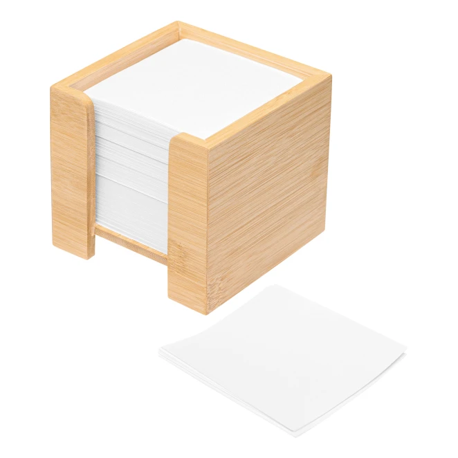 Pudełko na karteczki NEVER FORGET BAMBOO z nadrukiem logo Zdjęcie 4