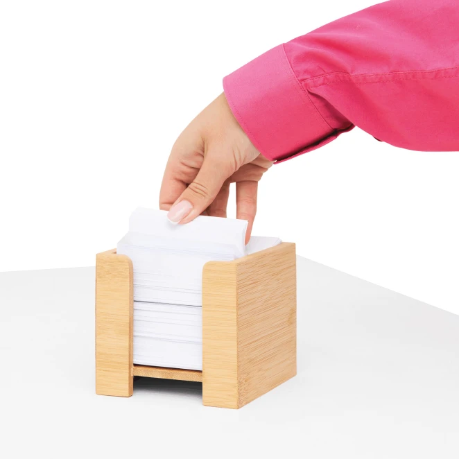 Pudełko na karteczki NEVER FORGET BAMBOO z nadrukiem logo Zdjęcie 6