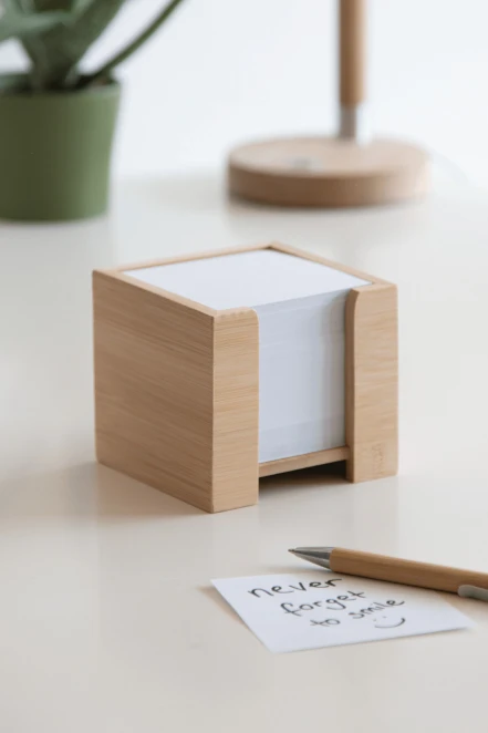 Pudełko na karteczki NEVER FORGET BAMBOO z nadrukiem logo Zdjęcie 9