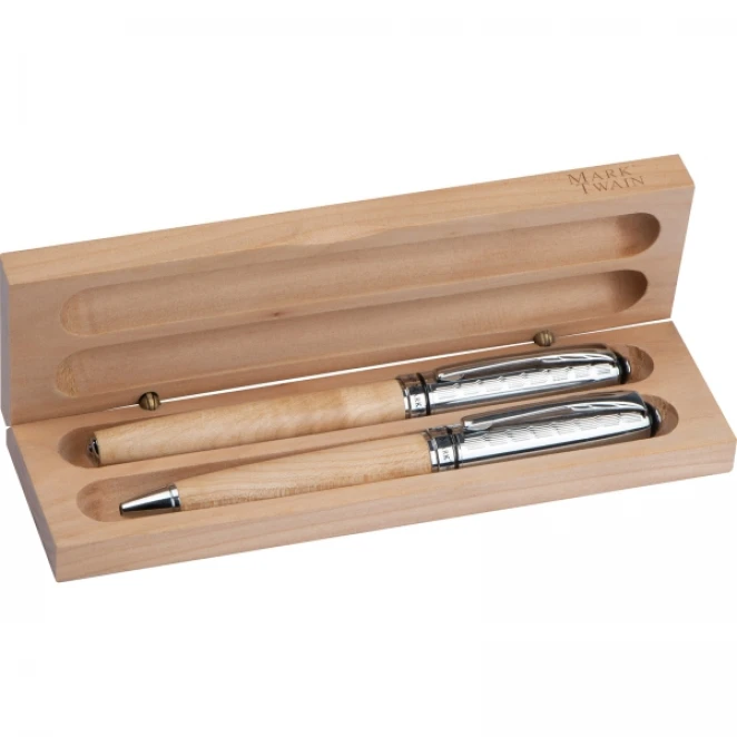 Zestaw piśmienny długopis i pióro kulkowe Mark Twain do naniesienia logo Zdjęcie 3