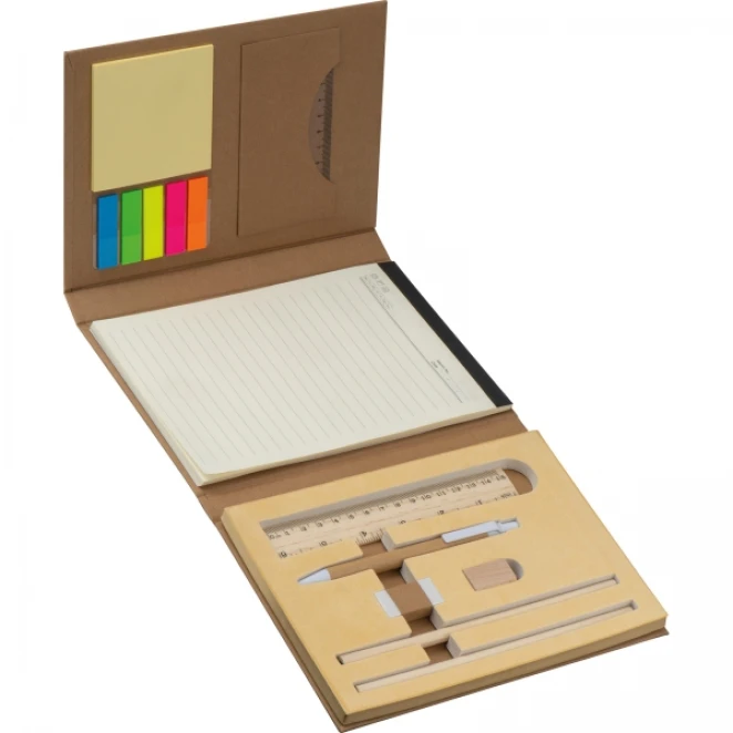 Folder z notatnikiem w linie i przyborami do pisania do nałożenia logo Zdjęcie 3