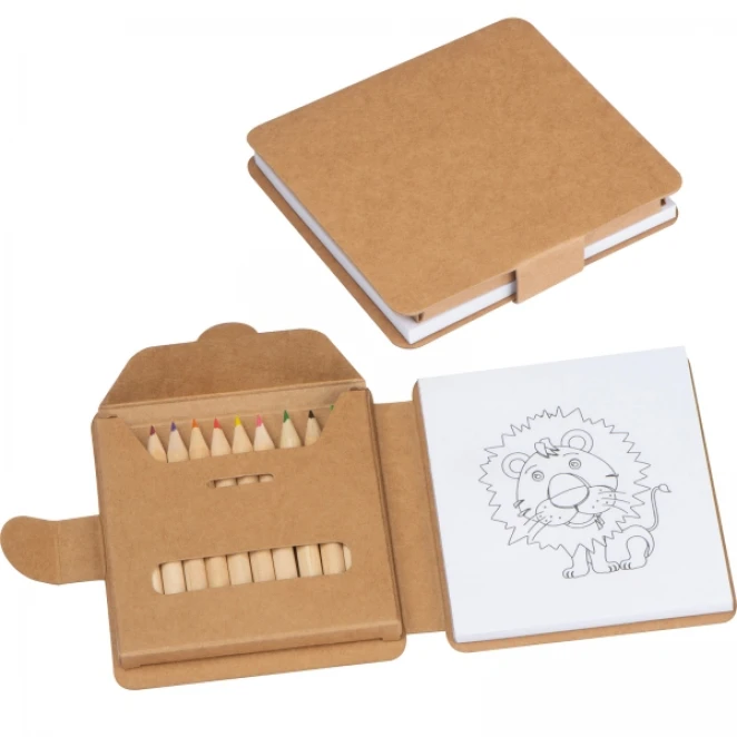 Kolorowanka z kredkami drewnianymi 12 kolorów do naniesienia logo Zdjęcie