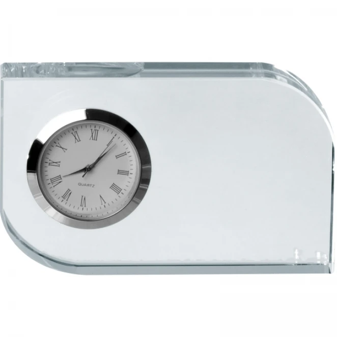 Szklany blok z zegarem z nadrukiem logo Zdjęcie 4