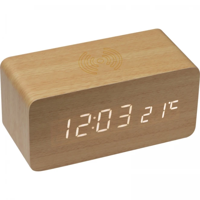 Zegar z ładowarką indukcyjną z logo firmy Zdjęcie