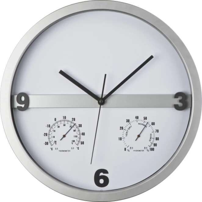 Zegar ścienny CrisMa z wskaźnikiem temperatury i wilgotności powietrza z naniesieniem logo Zdjęcie