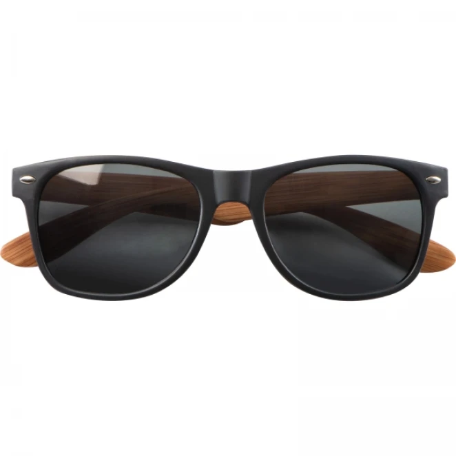 Okulary przeciwsłoneczne w czarnej oprawie UV400 z nadrukiem logo Zdjęcie 5