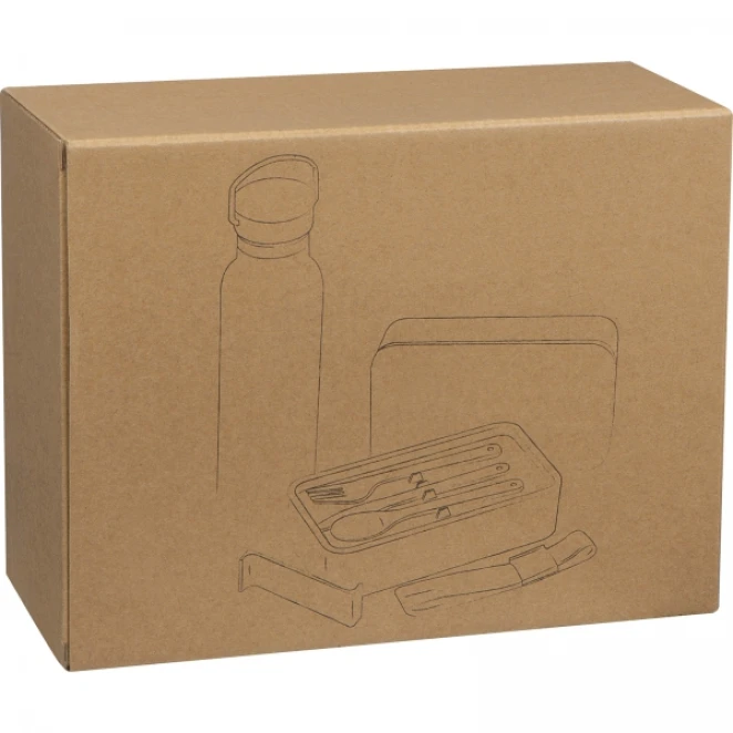 Zestaw lunch box ze sztućcami i butelka termiczna 500 ml z logo Zdjęcie 4