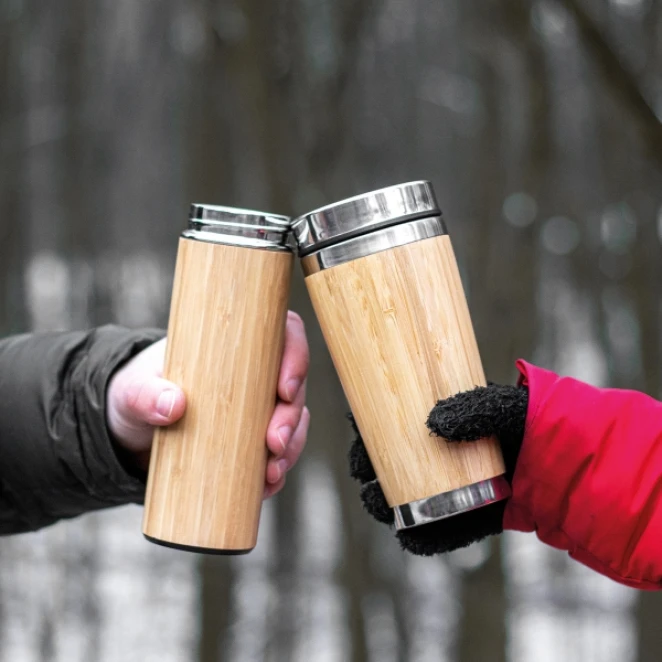 Zestaw kubek termiczny 360 ml i butelka termiczna 450 ml z logo firmy Zdjęcie 9