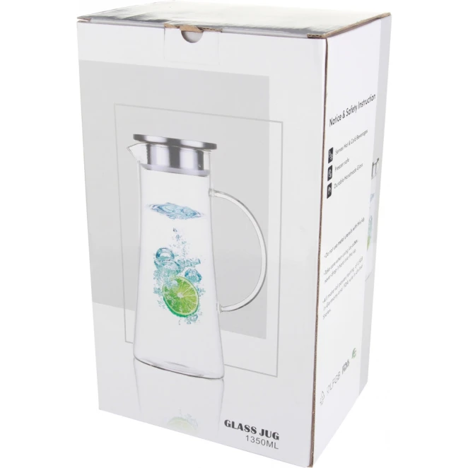 Dzbanek szklany z sitkiem 1350 ml do drukowania logo Zdjęcie 10