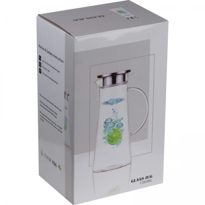 Dzbanek szklany z sitkiem 1350 ml do drukowania logo Zdjęcie 4