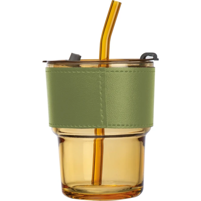 Kubek szklany ze słomką 320 ml z naniesieniem logo Zdjęcie 6