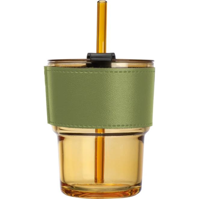 Kubek szklany ze słomką 320 ml z naniesieniem logo Zdjęcie 7