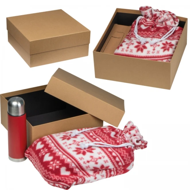 Zestaw termos 500 ml i koc świąteczny z logo firmy Zdjęcie