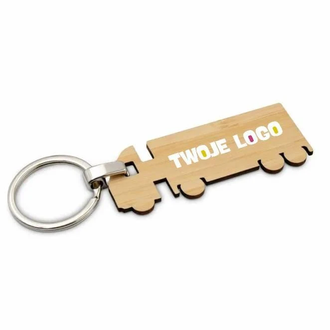 Bambusowy brelok do kluczy "ciężarówka" | Tuva z nadrukiem logo Zdjęcie