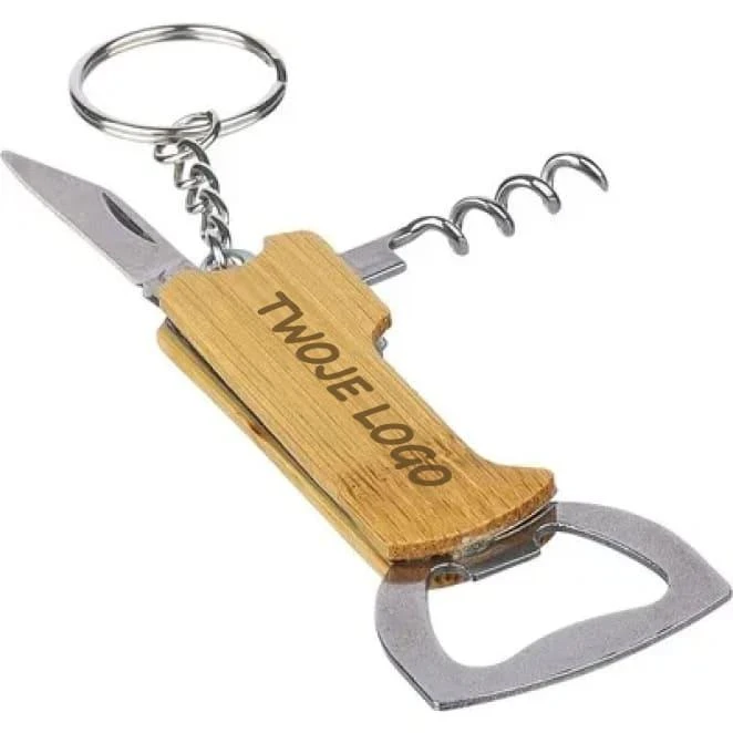 Bambusowy brelok do kluczy 3 w 1 z nadrukiem na zamówienie Zdjęcie