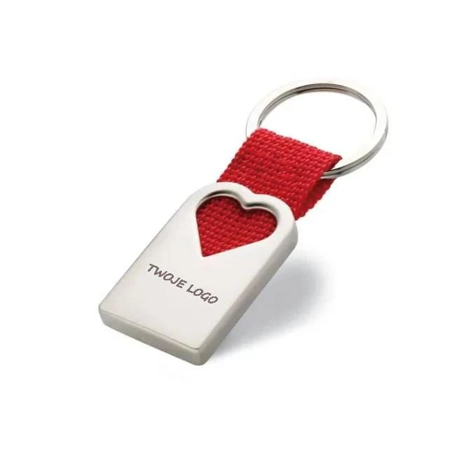 Metalowy brelok, serce BONHEUR z naniesieniem logo Zdjęcie