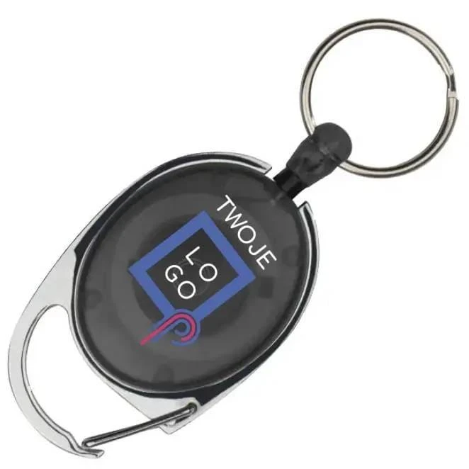 Brelok z karabińczykiem i zwijaną linką EMPLOYEE z logo firmy Zdjęcie