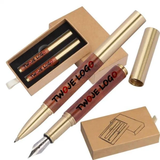 Zestaw piśmienny pióro kulkowe i wieczne z naniesieniem logo Zdjęcie