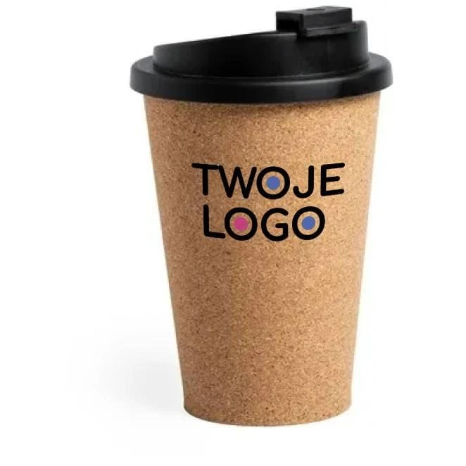Korkowy kubek podróżny 350 ml z wieczkiem z logo Zdjęcie