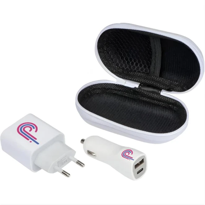 Zestaw podróżny ładowarka i wtyczka do naniesienia logo Zdjęcie