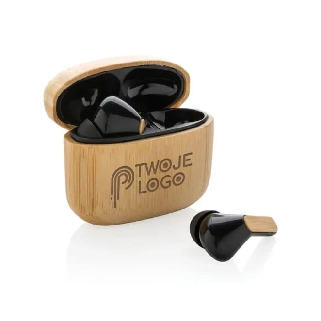 Douszne słuchawki bezprzewodowe TWS, plastik z recyklingu do nałożenia logo Zdjęcie