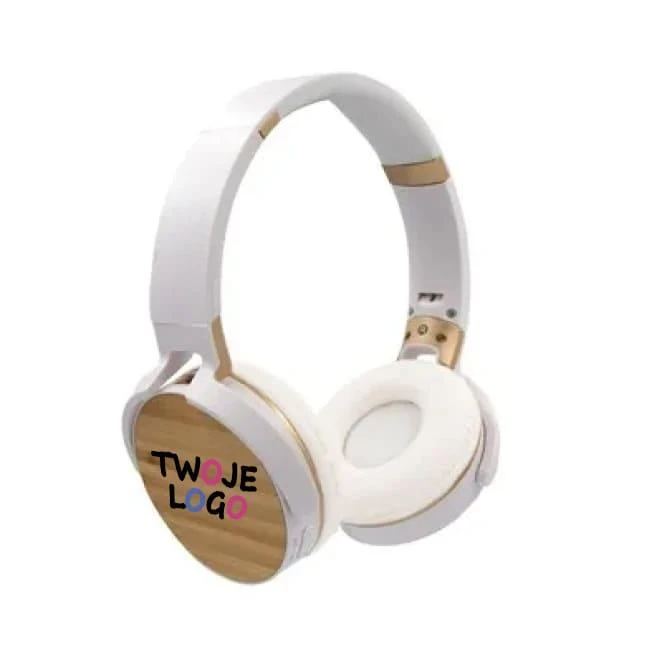 Składane bezprzewodowe słuchawki nauszne, bambusowe elementy | Hollie do drukowania logo Zdjęcie