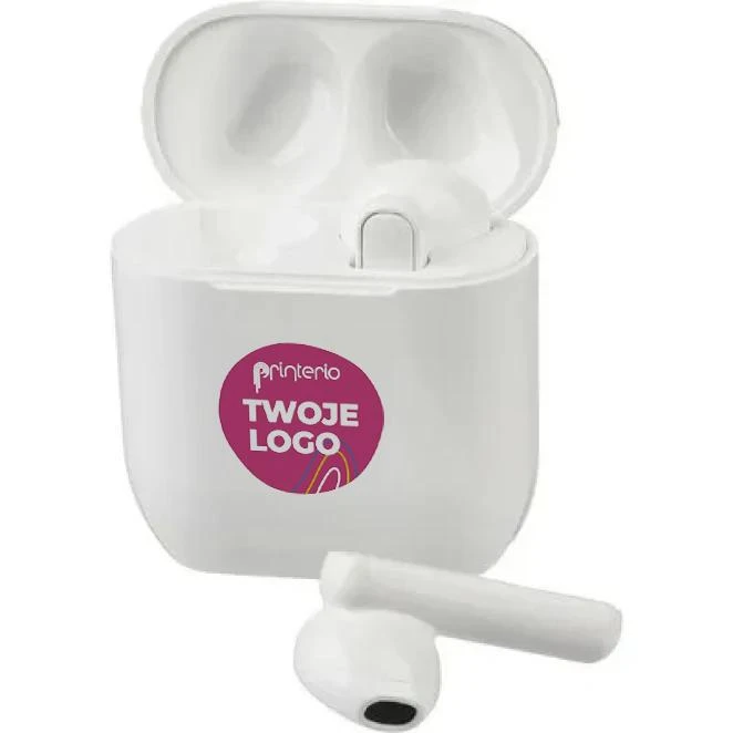 Bezprzewodowe słuchawki douszne z nadrukiem logo Zdjęcie