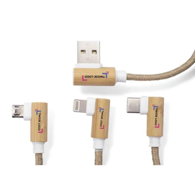 Kabel USB 3 w 1 FLAX z nadrukiem logo Zdjęcie